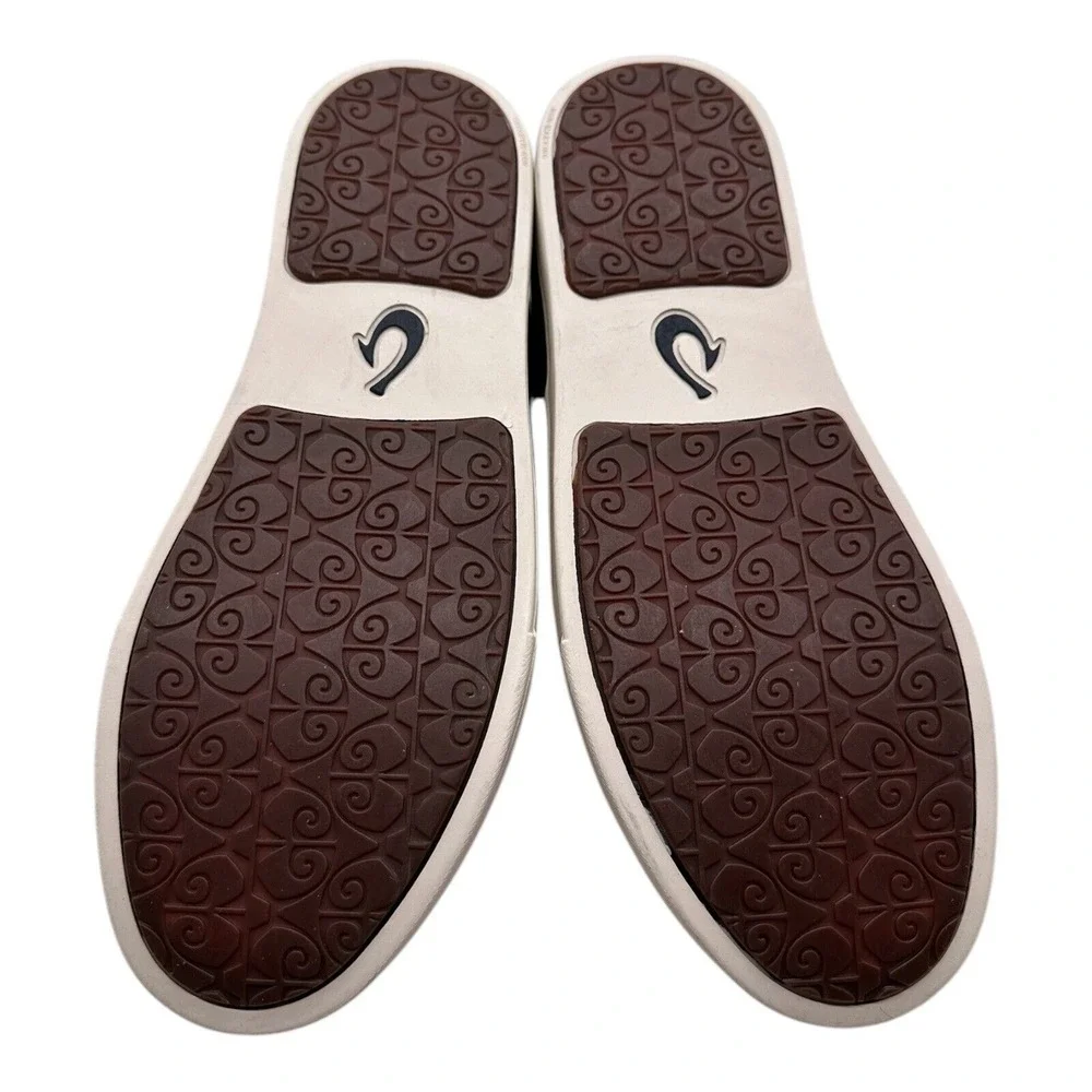 OluKai‎ Pehuea Heu Shearling Slip On Shoes Womens 10 Black Lava Leather Sneakers